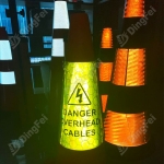 Traffic Cone Collars - Yellow Danger Overhead Cables Traffic Cone Sleeve